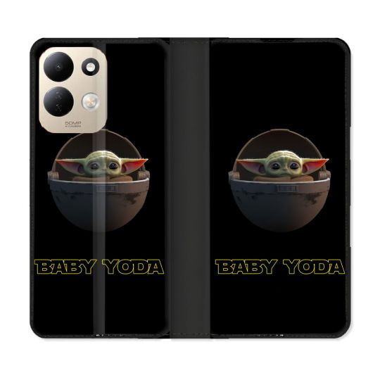 Housse Cuir Portefeuille Pour Xiaomi Redmi 17 4G / 5G Star Wars - Yoda bebe noir