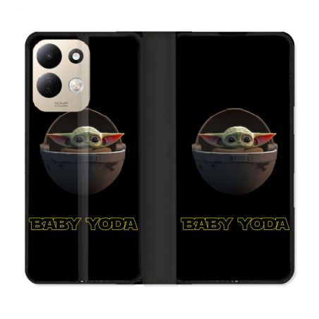 Housse Cuir Portefeuille Pour Xiaomi Redmi 17 4G / 5G Star Wars - Yoda bebe noir
