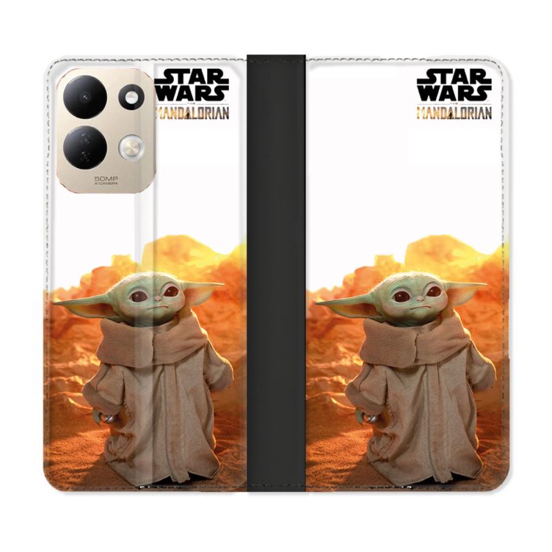 Housse Cuir Portefeuille Pour Xiaomi Redmi 17 4G / 5G Star Wars - Yoda bebe soleil