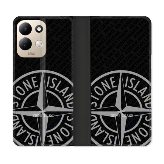 Housse Cuir Portefeuille Pour Xiaomi Redmi 17 4G / 5G Stone Island Gris