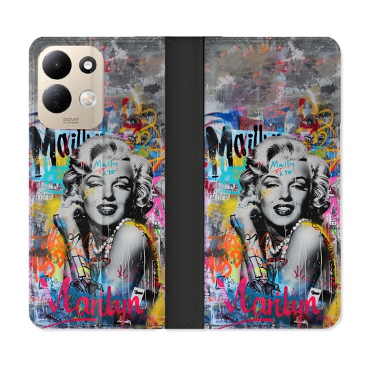 Housse Cuir Portefeuille Pour Xiaomi Redmi 17 4G / 5G Street Art Maryline Monroe