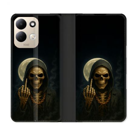 Housse Cuir Portefeuille Pour Xiaomi Redmi 17 4G / 5G Tete de Mort Doigt 2026