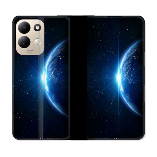 Housse Cuir Portefeuille Pour Xiaomi Redmi 17 4G / 5G Univers Planete Terre