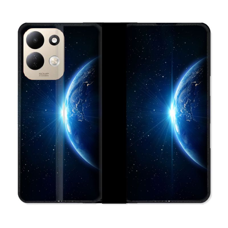Housse Cuir Portefeuille Pour Xiaomi Redmi 17 4G / 5G Univers Planete Terre