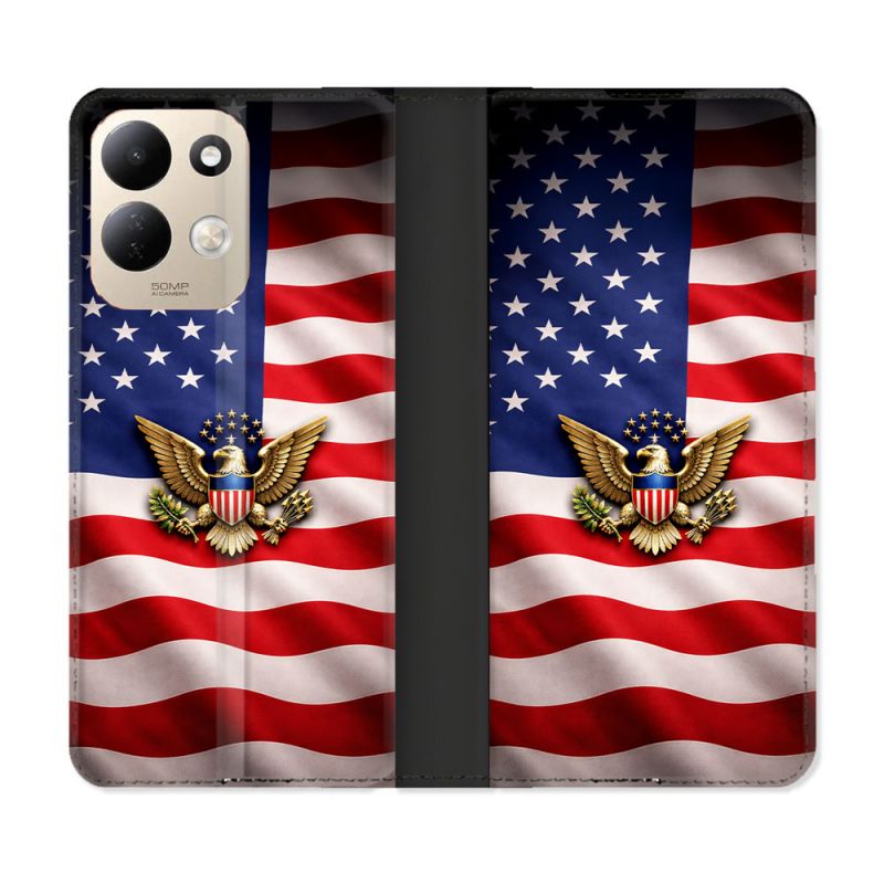 Housse Cuir Portefeuille Pour Xiaomi Redmi 17 4G / 5G Voyage Drapeau USA Etats Unis
