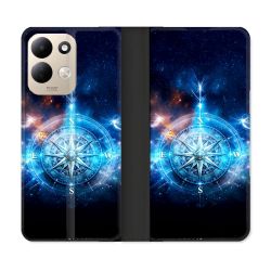 Housse Cuir Portefeuille Pour Xiaomi Redmi 17 4G / 5G Voyage Rose des Vents Stellaire