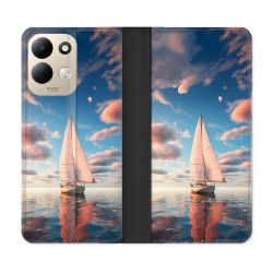 Housse Cuir Portefeuille Pour Xiaomi Redmi 17 4G / 5G Voyage Voilier Reflet