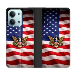 Housse Cuir Portefeuille Pour Xiaomi Redmi 17C 5G Voyage Drapeau USA Etats Unis