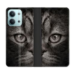 Housse Cuir Portefeuille Pour Xiaomi Redmi 17C 5G Animal Chat Gris