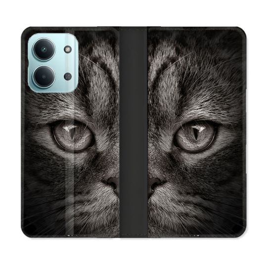Housse Cuir Portefeuille Pour Xiaomi Redmi 17C 5G Animal Chat Gris