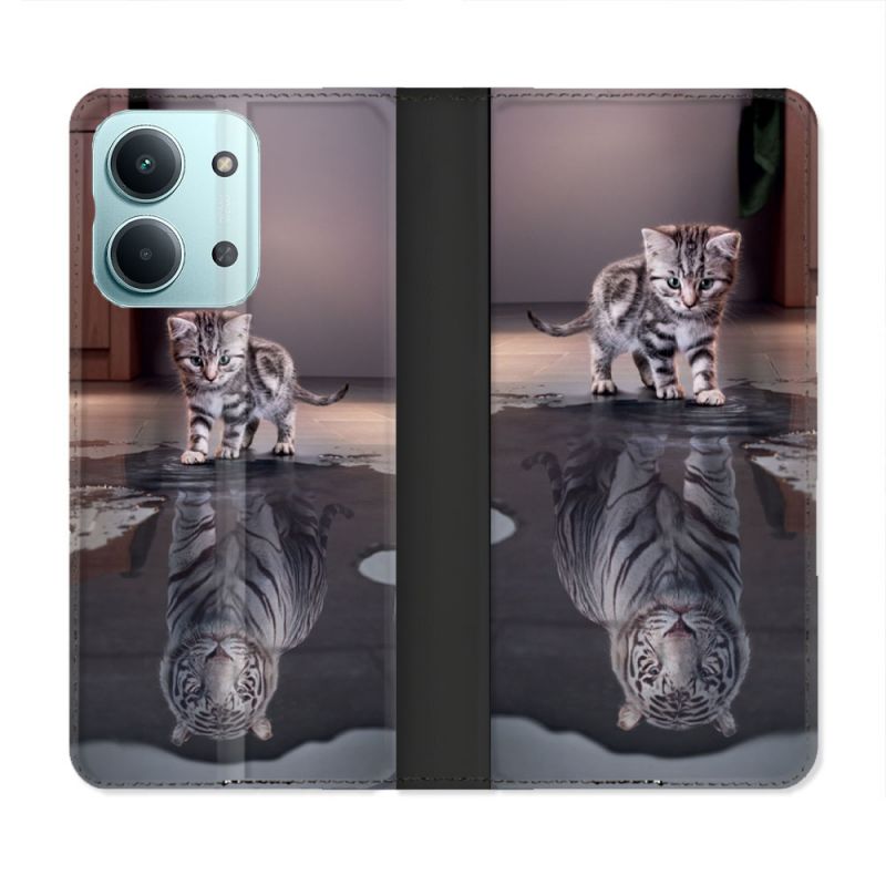 Housse Cuir Portefeuille Pour Xiaomi Redmi 17C 5G Animal Chat Reflet