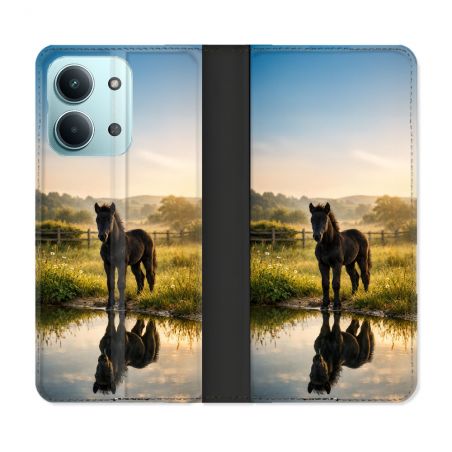 Housse Cuir Portefeuille Pour Xiaomi Redmi 17C 5G Animal Cheval Reflet