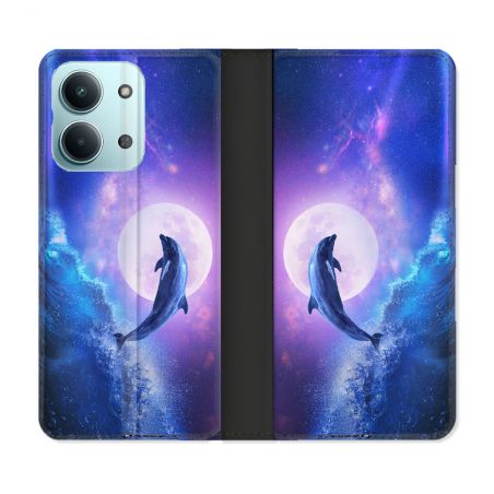 Housse Cuir Portefeuille Pour Xiaomi Redmi 17C 5G Animal Dauphin Vague
