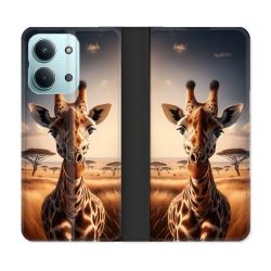 Housse Cuir Portefeuille Pour Xiaomi Redmi 17C 5G Animal Girafe Savane