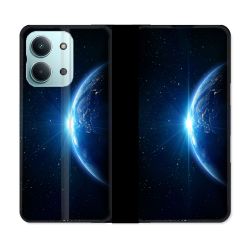 Housse Cuir Portefeuille Pour Xiaomi Redmi 17C 5G Univers Planete Terre