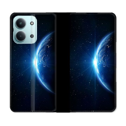 Housse Cuir Portefeuille Pour Xiaomi Redmi 17C 5G Univers Planete Terre