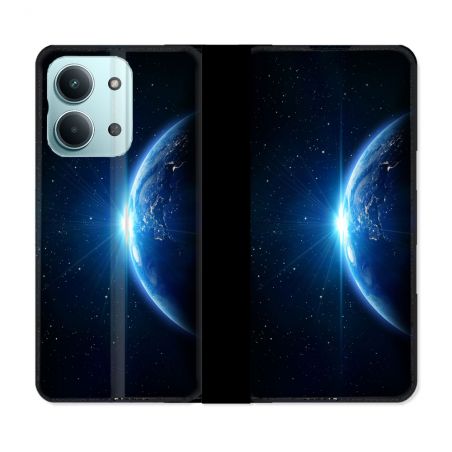 Housse Cuir Portefeuille Pour Xiaomi Redmi 17C 5G Univers Planete Terre