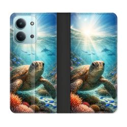Housse Cuir Portefeuille Pour Xiaomi Redmi 17C 5G Animal Tortue Marine