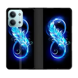 Housse Cuir Portefeuille Pour Xiaomi Redmi 17C 5G Texture Plume Infini Bleu