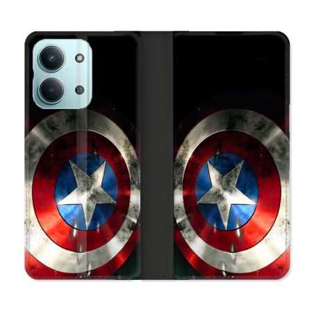 Housse Cuir Portefeuille Pour Xiaomi Redmi 17C 5G Captain America Bouclier