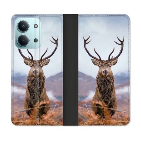 Housse Cuir Portefeuille Pour Xiaomi Redmi 17C 5G Chasse Chevreuil Montagne