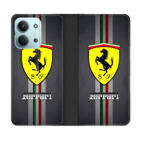 Housse Cuir Portefeuille Pour Xiaomi Redmi 17C 5G Ferrari Carbone