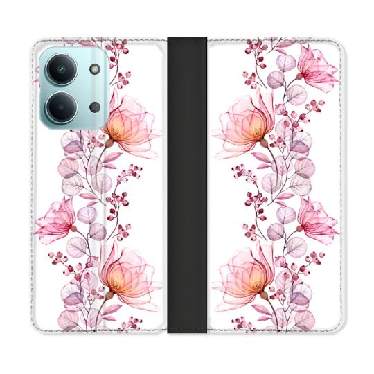Housse Cuir Portefeuille Pour Xiaomi Redmi 17C 5G Fleur Eclosion