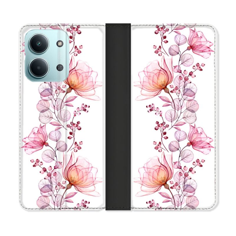 Housse Cuir Portefeuille Pour Xiaomi Redmi 17C 5G Fleur Eclosion