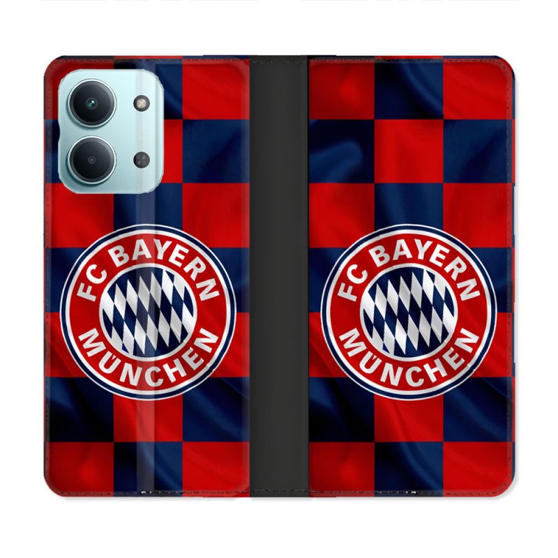 Housse Cuir Portefeuille Pour Xiaomi Redmi 17C 5G Foot Bayern Munich Carreaux