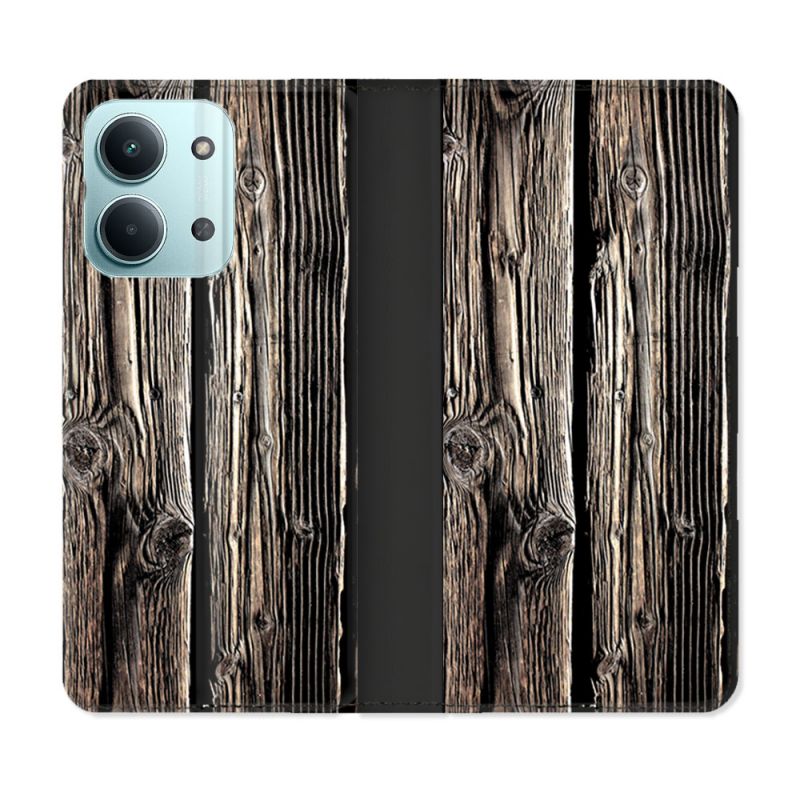 Housse Cuir Portefeuille Pour Xiaomi Redmi 17C 5G Texture Bois