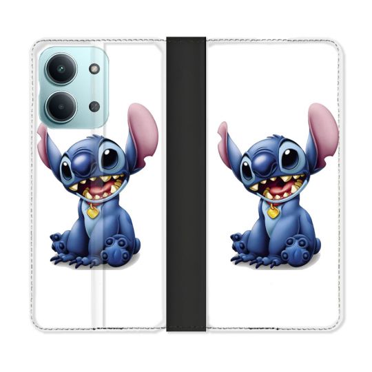 Housse Cuir Portefeuille Pour Xiaomi Redmi 17C 5G Stitch Blanc