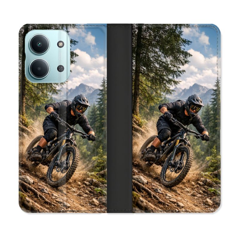 Housse Cuir Portefeuille Pour Xiaomi Redmi 17C 5G Sport VTT Montagne