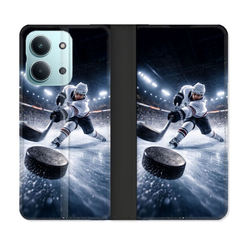 Housse Cuir Portefeuille Pour Xiaomi Redmi 17C 5G Sport Hockey sur Glace