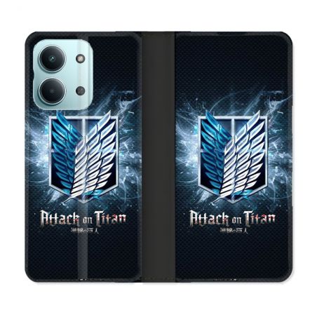 Housse Cuir Portefeuille Pour Xiaomi Redmi 17C 5G Manga Attaque Titans Noir