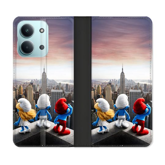 Housse Cuir Portefeuille Pour Xiaomi Redmi 17C 5G Schtroumpfs New York
