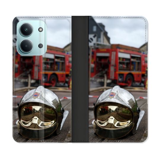 Housse Cuir Portefeuille Pour Xiaomi Redmi 17C 5G Pompier Casque Camion