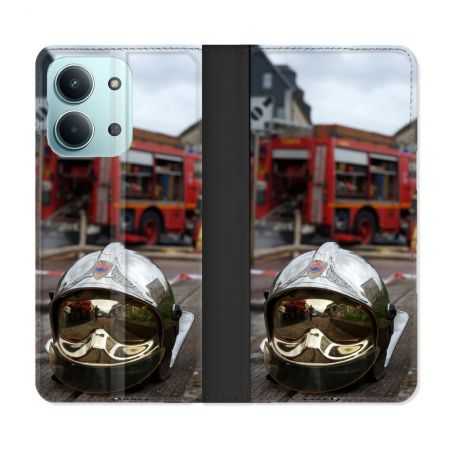 Housse Cuir Portefeuille Pour Xiaomi Redmi 17C 5G Pompier Casque Camion