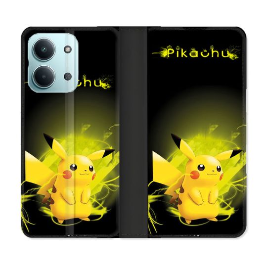Housse Cuir Portefeuille Pour Xiaomi Redmi 17C 5G Pokemon Pikachu Eclair