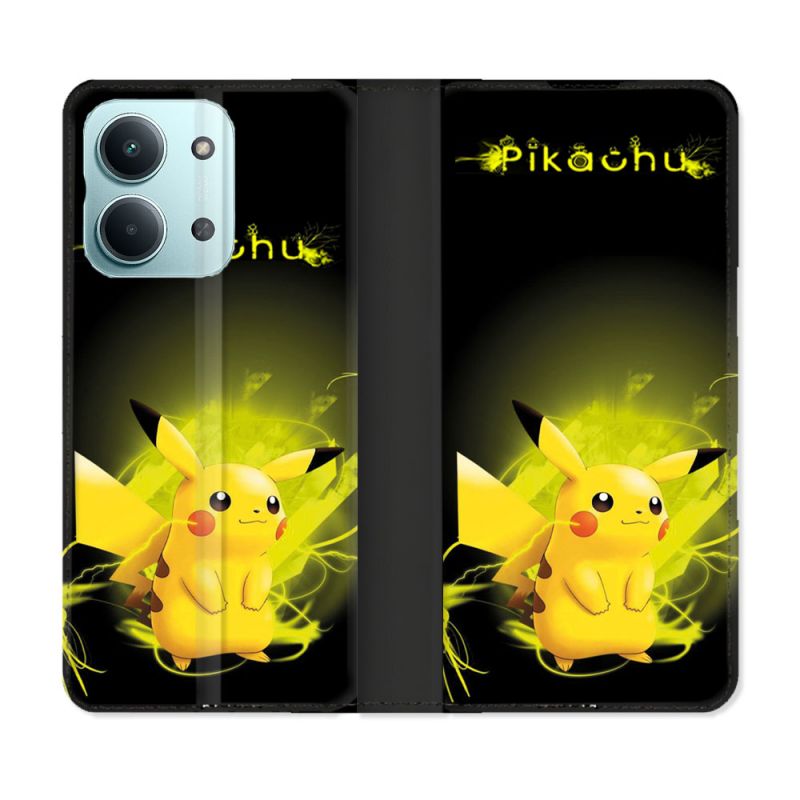 Housse Cuir Portefeuille Pour Xiaomi Redmi 17C 5G Pokemon Pikachu Eclair