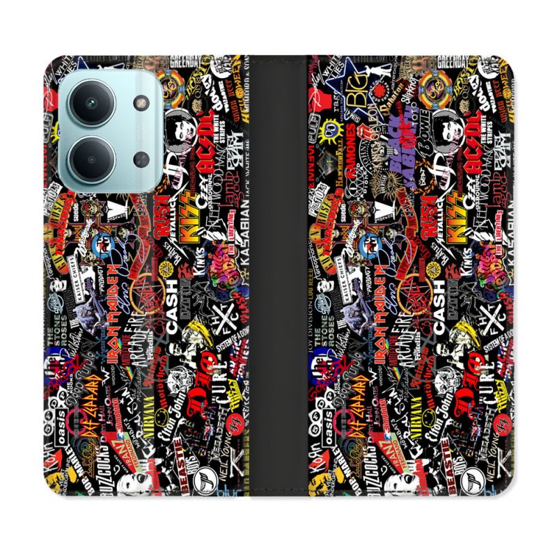 Housse Cuir Portefeuille Pour Xiaomi Redmi 17C 5G Musique Rock Groupe