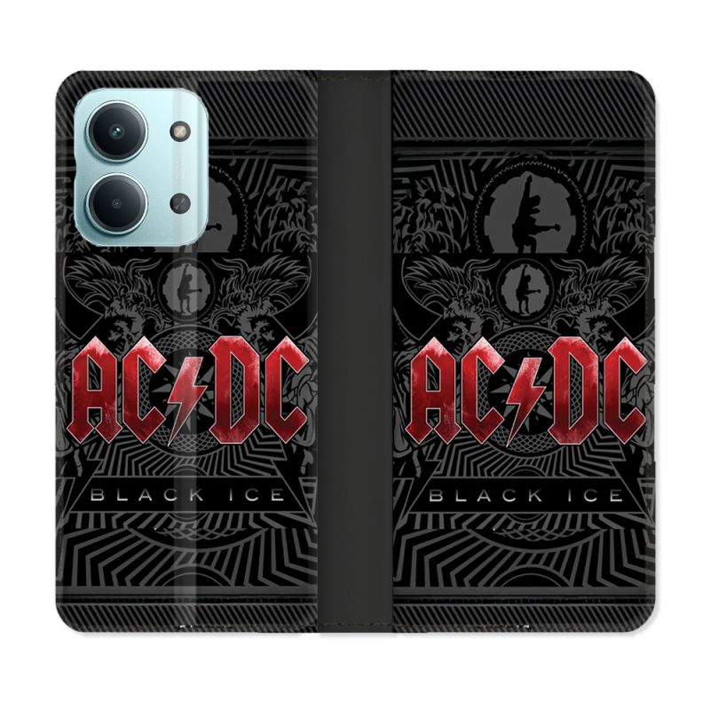 Housse Cuir Portefeuille Pour Xiaomi Redmi 17C 5G Musique Rock ACDC Rouge
