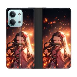 Housse Cuir Portefeuille Pour Xiaomi Redmi 17C 5G Manga Demon Slayer Nezuko Rose