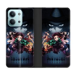 Housse Cuir Portefeuille Pour Xiaomi Redmi 17C 5G Manga Demon Slayer Noir