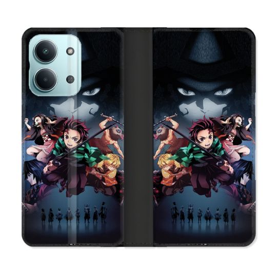 Housse Cuir Portefeuille Pour Xiaomi Redmi 17C 5G Manga Demon Slayer Noir