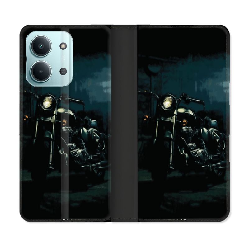Housse Cuir Portefeuille Pour Xiaomi Redmi 17C 5G Moto Harley Vintage