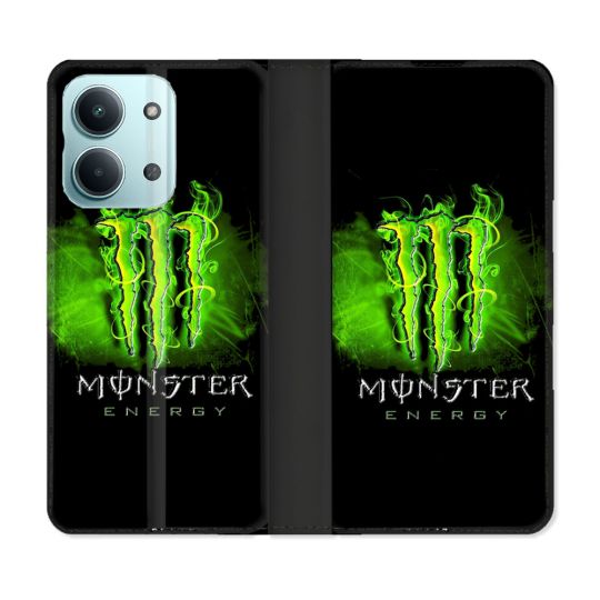 Housse Cuir Portefeuille Pour Xiaomi Redmi 17C 5G Monster Energy Vert