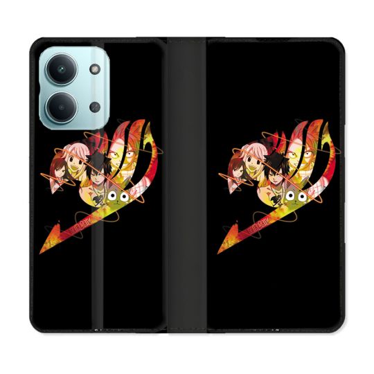 Housse Cuir Portefeuille Pour Xiaomi Redmi 17C 5G Manga Fairy Tail Logo Noir
