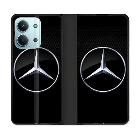Housse Cuir Portefeuille Pour Xiaomi Redmi 17C 5G Mercedes Carbone