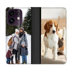 Housse Cuir Portefeuille Personnalisée Oppo Reno 16 5G Étui Protection avec Photo, Texte, Logo, Design