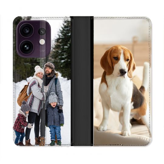 Housse Cuir Portefeuille Personnalisée Oppo Reno 16 5G Étui Protection avec Photo, Texte, Logo, Design